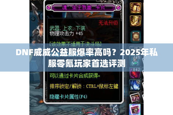 DNF威威公益服爆率高吗？2025年私服零氪玩家首选评测