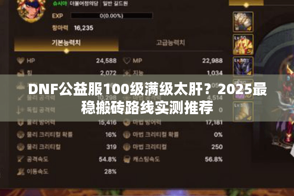DNF公益服100级满级太肝？2025最稳搬砖路线实测推荐