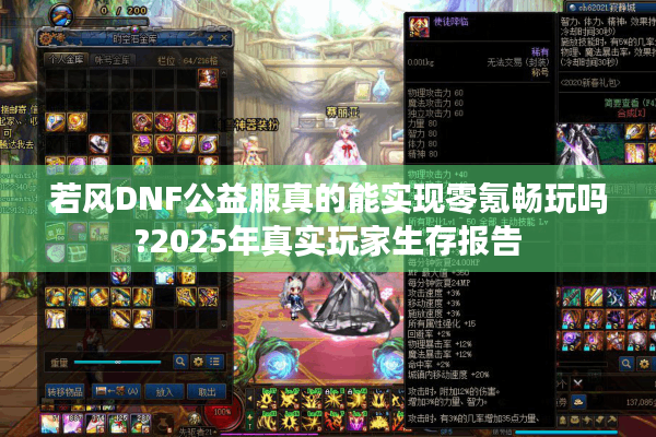若风DNF公益服真的能实现零氪畅玩吗?2025年真实玩家生存报告