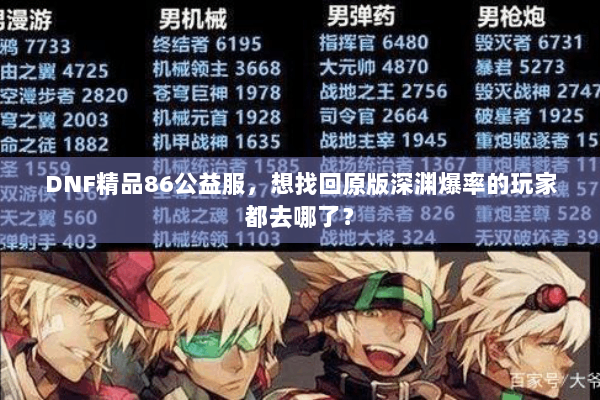 DNF精品86公益服，想找回原版深渊爆率的玩家都去哪了？