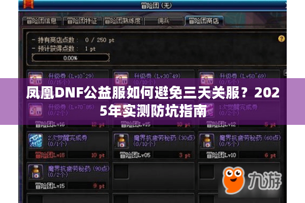 凤凰DNF公益服如何避免三天关服？2025年实测防坑指南