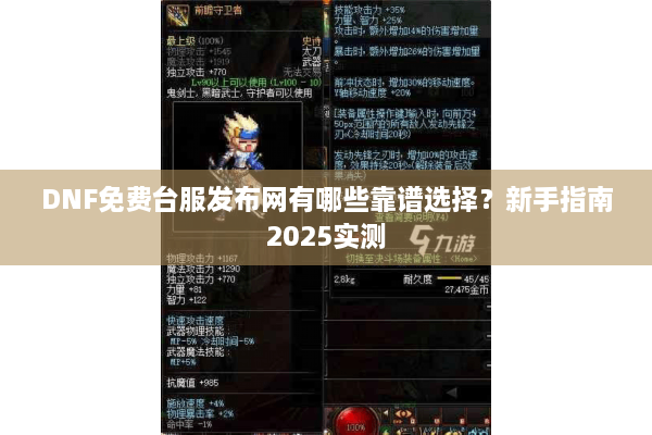 DNF免费台服发布网有哪些靠谱选择？新手指南2025实测