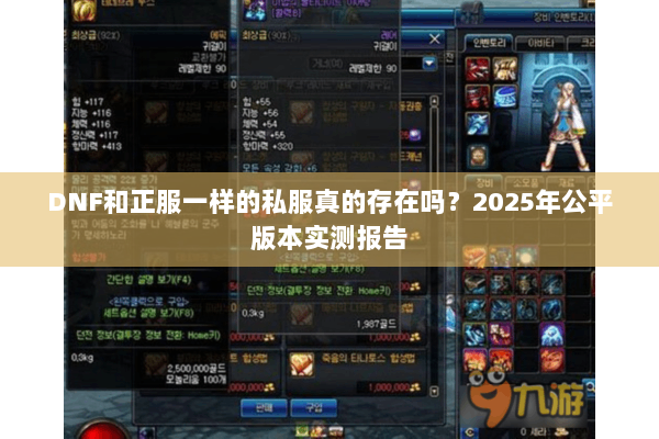 DNF和正服一样的私服真的存在吗？2025年公平版本实测报告
