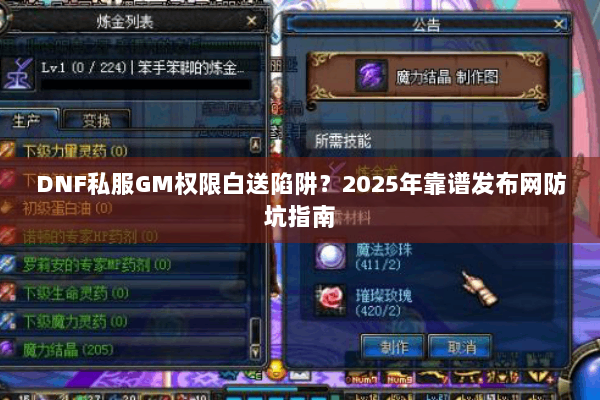 DNF私服GM权限白送陷阱？2025年靠谱发布网防坑指南
