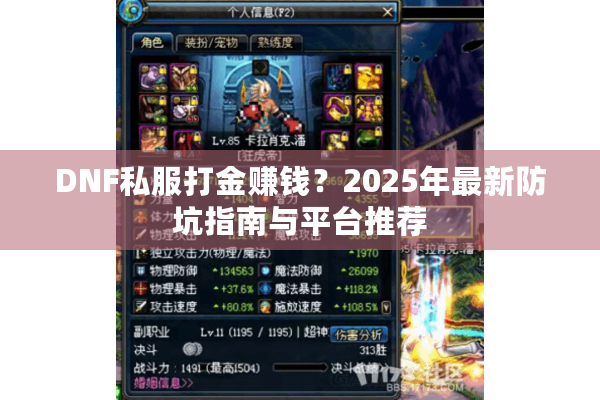 DNF私服打金赚钱？2025年最新防坑指南与平台推荐